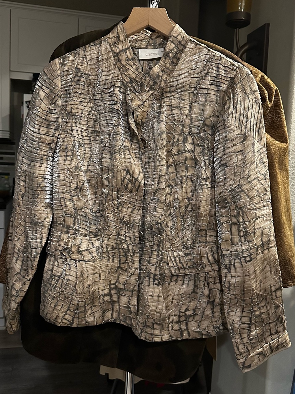 Chico's Neutral Croc-Texture Jacket Size--M